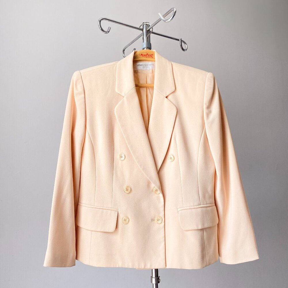 🍂 90s Butter Yellow Tailored Double Breasted Crepe Blazer Size M